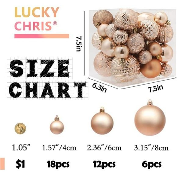 36pcs Navy Blue Christmas Tree Decorations Set, 6 Styles (Small Medium Large) - Picture 3 of 7